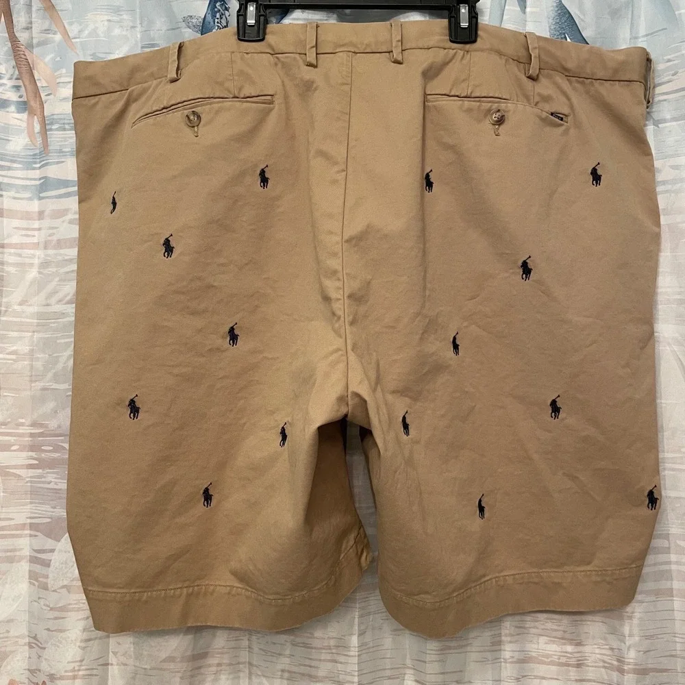 Polo Ralph Lauren Men Big & Tall 48 Tan All Over Pony Stretch Classic Fit Shorts